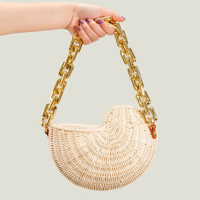 Shell Rattan Handbag