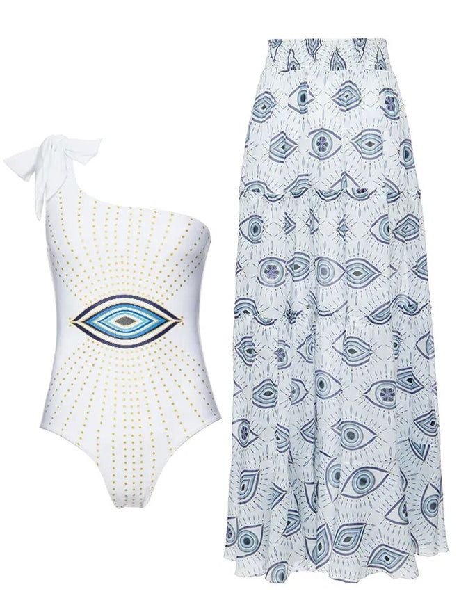 Eye Print Set One Piece + Cover Up