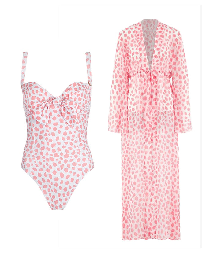 Pink Dots One Piece + Cover Up